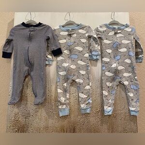 Like New Carter's 100% Cotton Snug Fit Full Zip Pajamas 3 Piece Bundle 6M - 12M